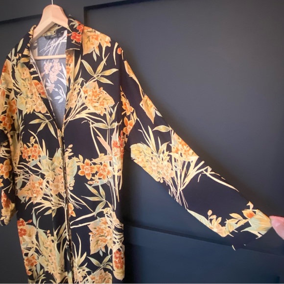 ZARA made in Morocco black shirt dress with floral detail. Size Medium. - Picture 6 of 14